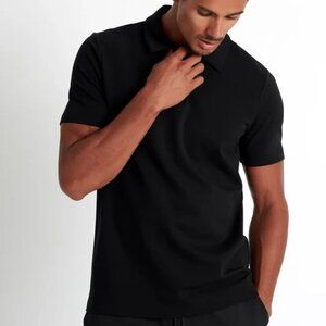 NWT SHAN Actuel Textured Jersey Polo Black Size Large